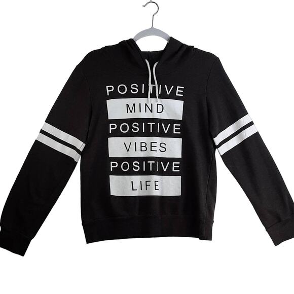 On Fire Sweatshirt Hoodie Junior Large Positive Mind Vibes Lightweight Pullover‎ - Picture 1 of 8